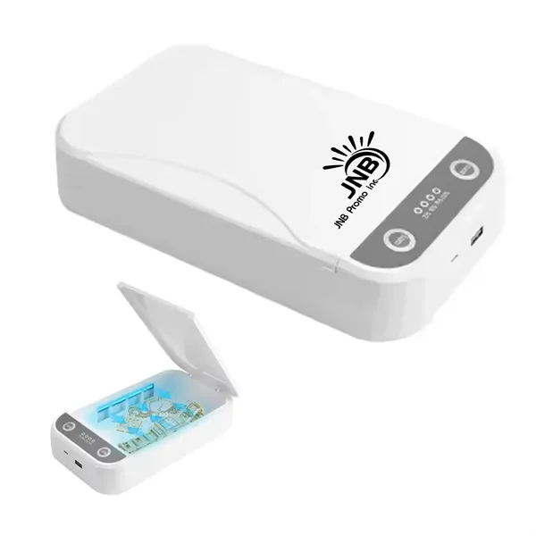 Custom UV phone sanitizer box with team logo on lid.