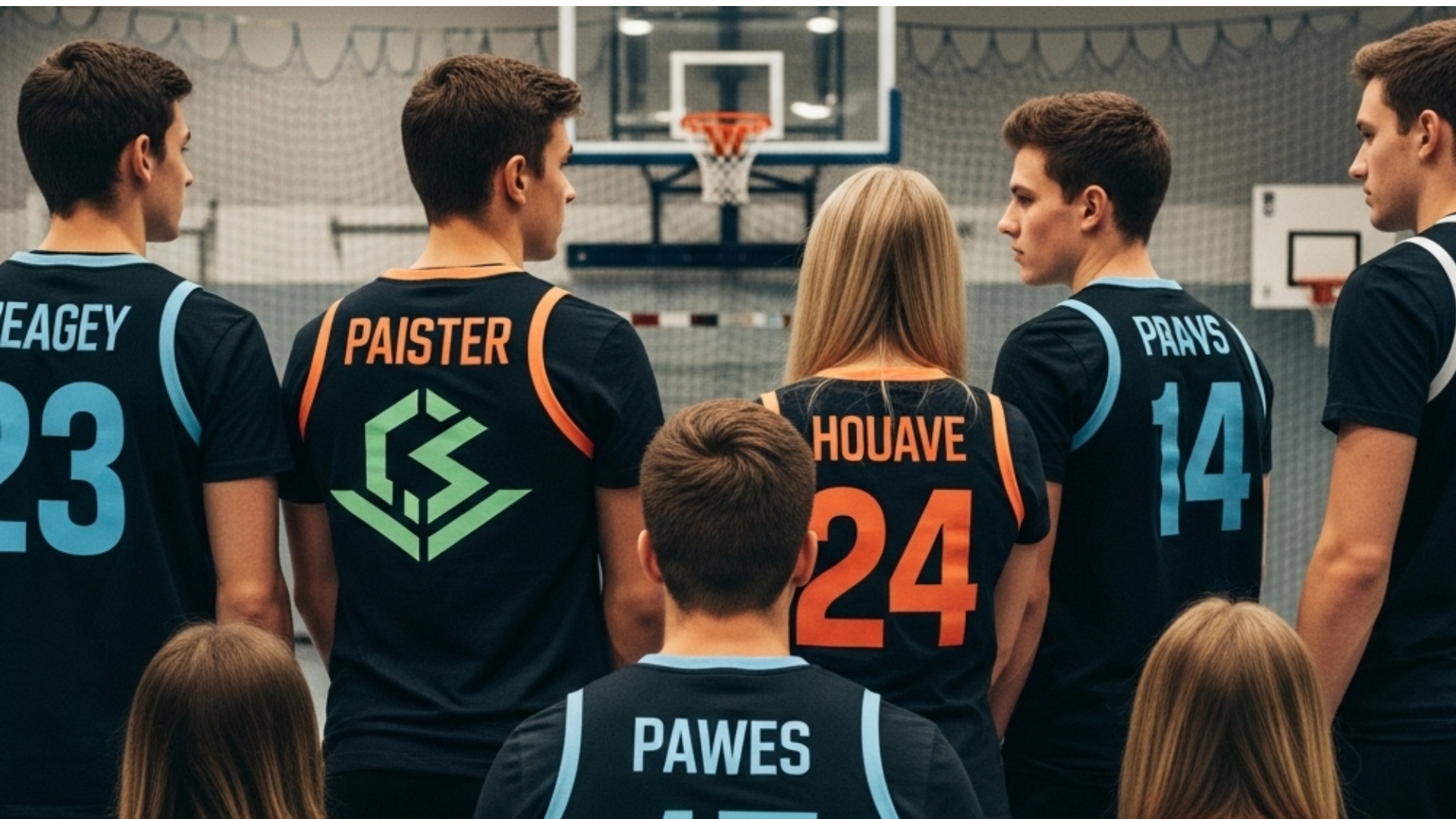 A team wearing custom tees with numbers and names on back