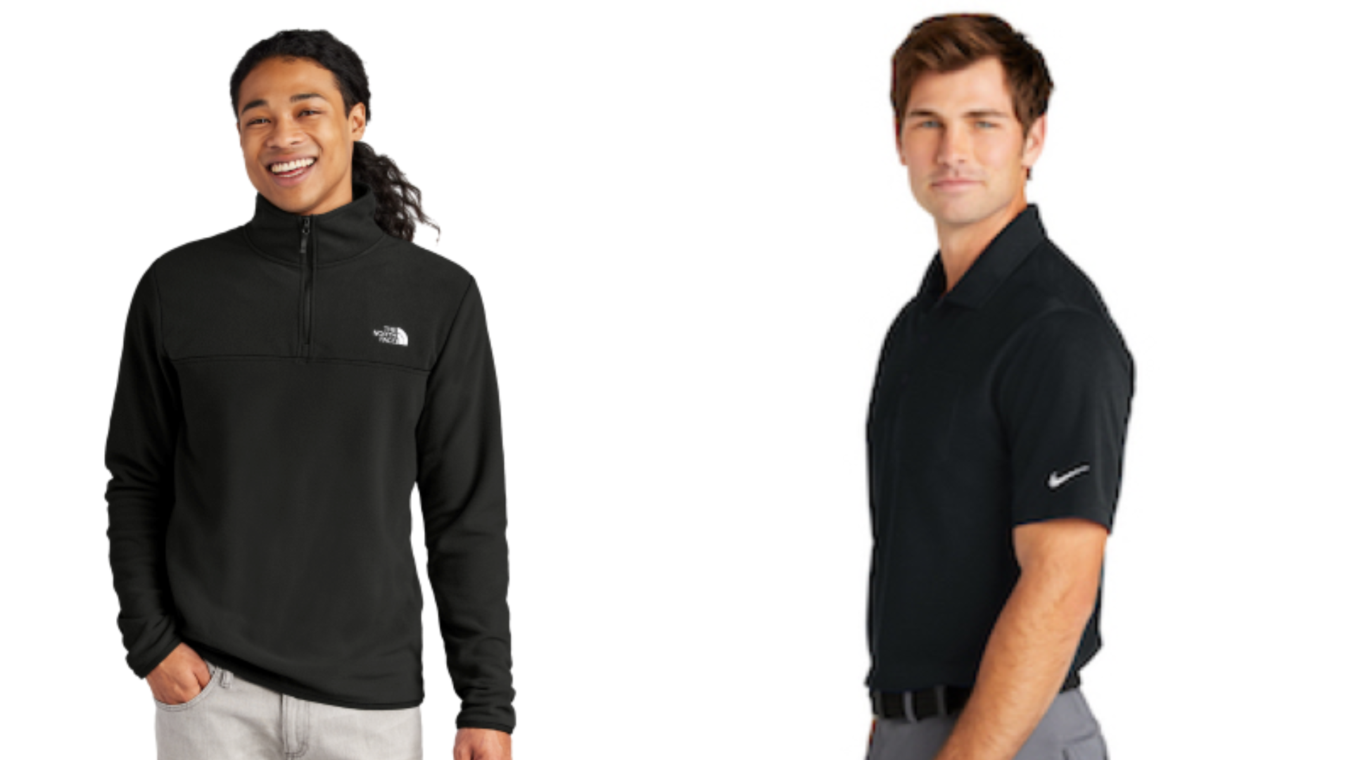 players wearing custom Nike Tee and North Face jacket.