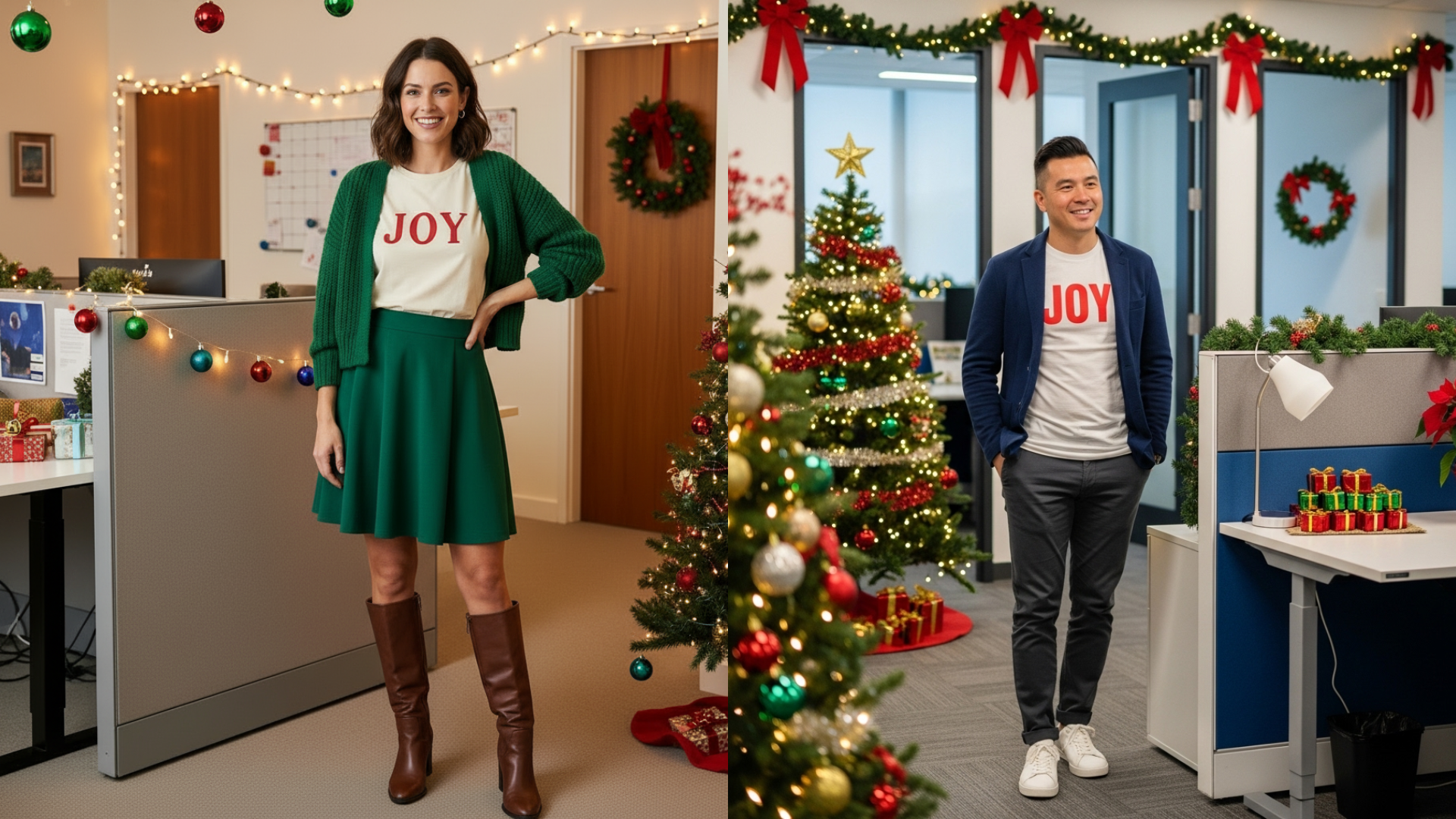 Minimalist custom Christmas tees.
