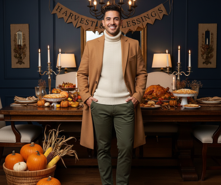 The Look: Longline Coat + Knit Sweater + Chinos