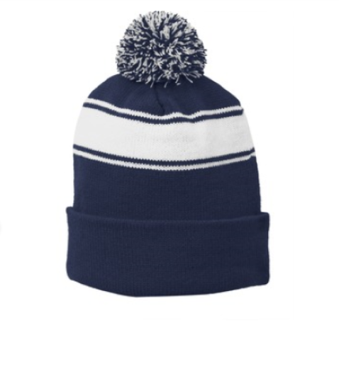 Sport-Tek Stripe Pom Pom Beanie